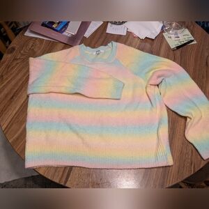 BB Dakota by Steve Madden Sweater women's XL Rainbow Ombre Crew Neck Wool Blend